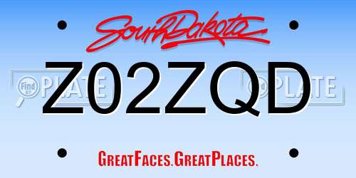 Z02ZQD South Dakota License Plate