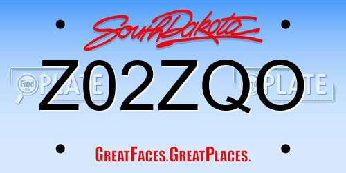 Z02ZQO South Dakota License Plate