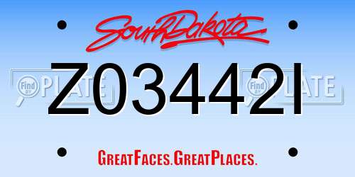 Z03442I South Dakota License Plate