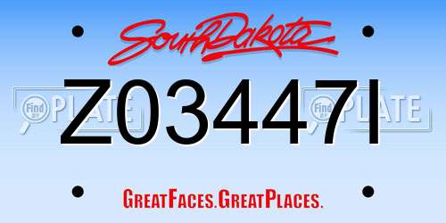 Z03447I South Dakota License Plate