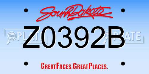 Z0392B South Dakota License Plate