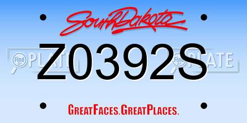 Z0392S South Dakota License Plate