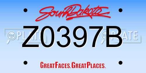 Z0397B South Dakota License Plate