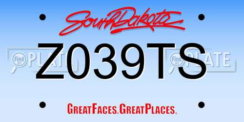 Z039TS South Dakota License Plate