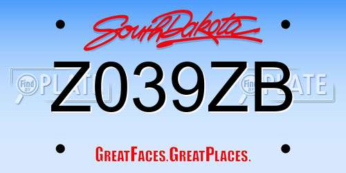 Z039ZB South Dakota License Plate