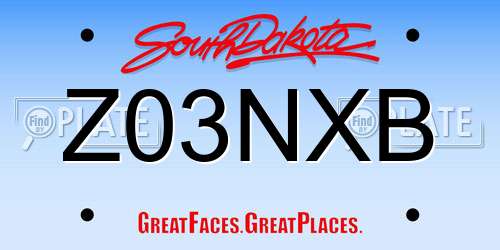 Z03NXB South Dakota License Plate