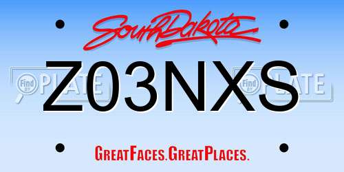 Z03NXS South Dakota License Plate