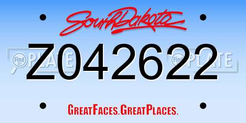 Z042622 South Dakota License Plate