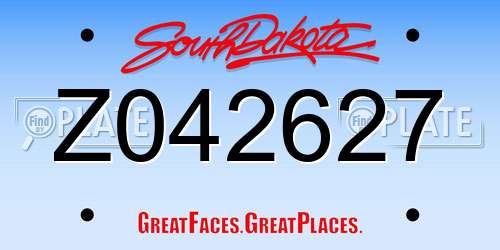 Z042627 South Dakota License Plate