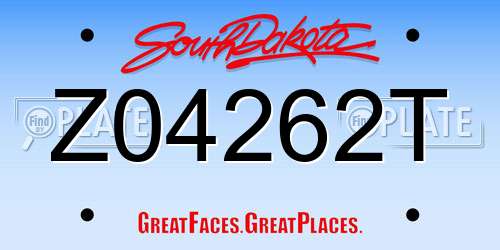 Z04262T South Dakota License Plate