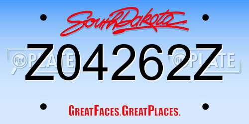 Z04262Z South Dakota License Plate