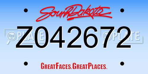 Z042672 South Dakota License Plate