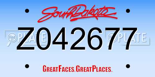 Z042677 South Dakota License Plate