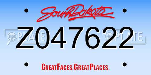 Z047622 South Dakota License Plate