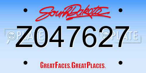 Z047627 South Dakota License Plate