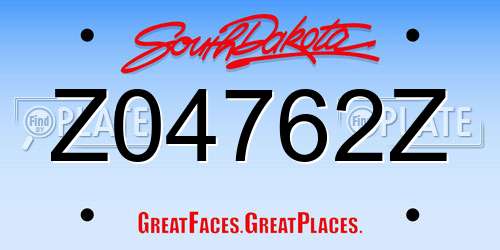 Z04762Z South Dakota License Plate