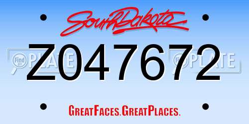 Z047672 South Dakota License Plate