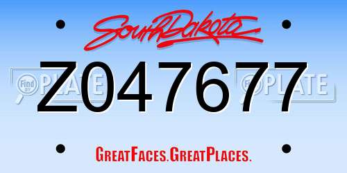 Z047677 South Dakota License Plate