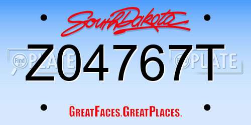 Z04767T South Dakota License Plate