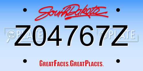Z04767Z South Dakota License Plate