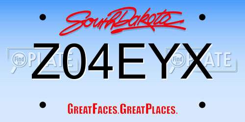 Z04EYX South Dakota License Plate