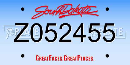 Z052455 South Dakota License Plate