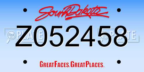 Z052458 South Dakota License Plate