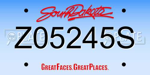 Z05245S South Dakota License Plate