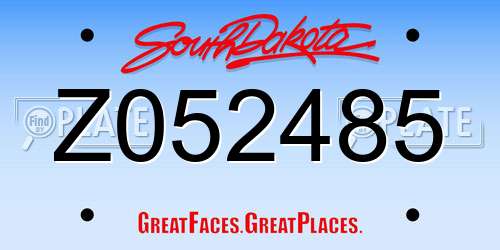 Z052485 South Dakota License Plate