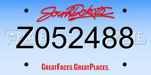 Z052488 South Dakota License Plate