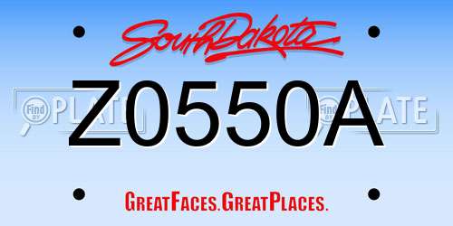 Z0550A South Dakota License Plate