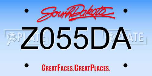 Z055DA South Dakota License Plate