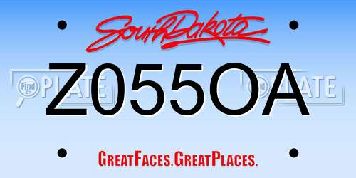 Z055OA South Dakota License Plate