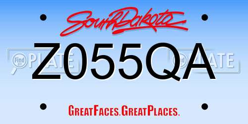 Z055QA South Dakota License Plate