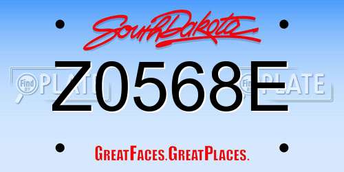 Z0568E South Dakota License Plate