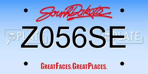 Z056SE South Dakota License Plate