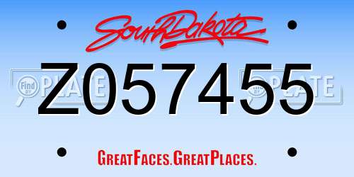 Z057455 South Dakota License Plate