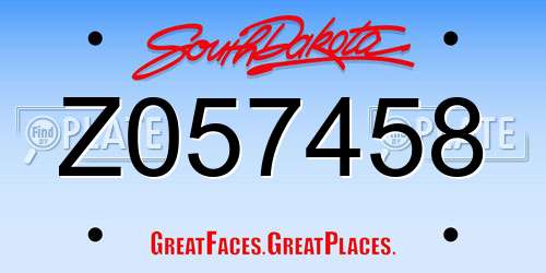 Z057458 South Dakota License Plate