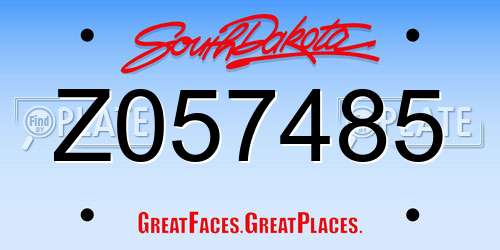 Z057485 South Dakota License Plate