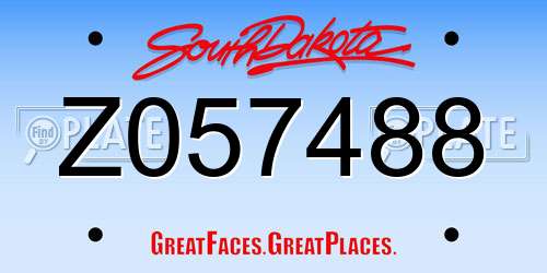 Z057488 South Dakota License Plate
