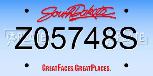 Z05748S South Dakota License Plate