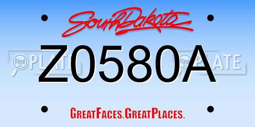 Z0580A South Dakota License Plate