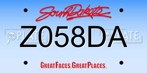 Z058DA South Dakota License Plate