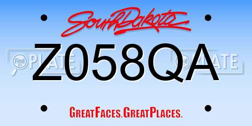 Z058QA South Dakota License Plate