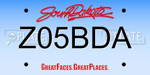 Z05BDA South Dakota License Plate