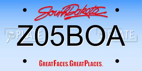 Z05BOA South Dakota License Plate