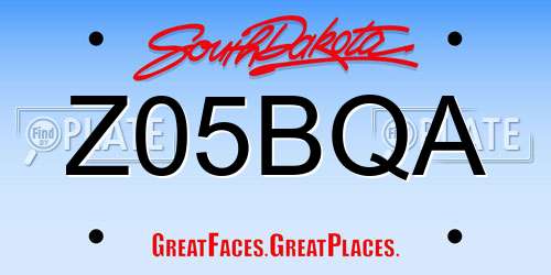 Z05BQA South Dakota License Plate