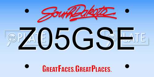 Z05GSE South Dakota License Plate