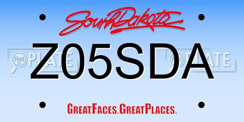Z05SDA South Dakota License Plate