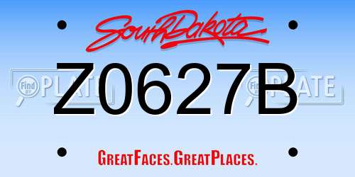 Z0627B South Dakota License Plate